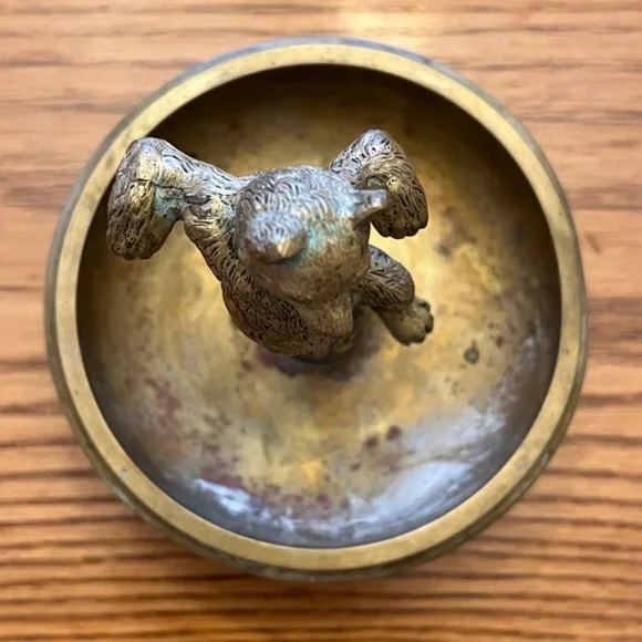 Vintage Bronze Dancing Bear Circus Figurine Trinket Dish Brass Valet Cigar Rest - Picture 12 of 17